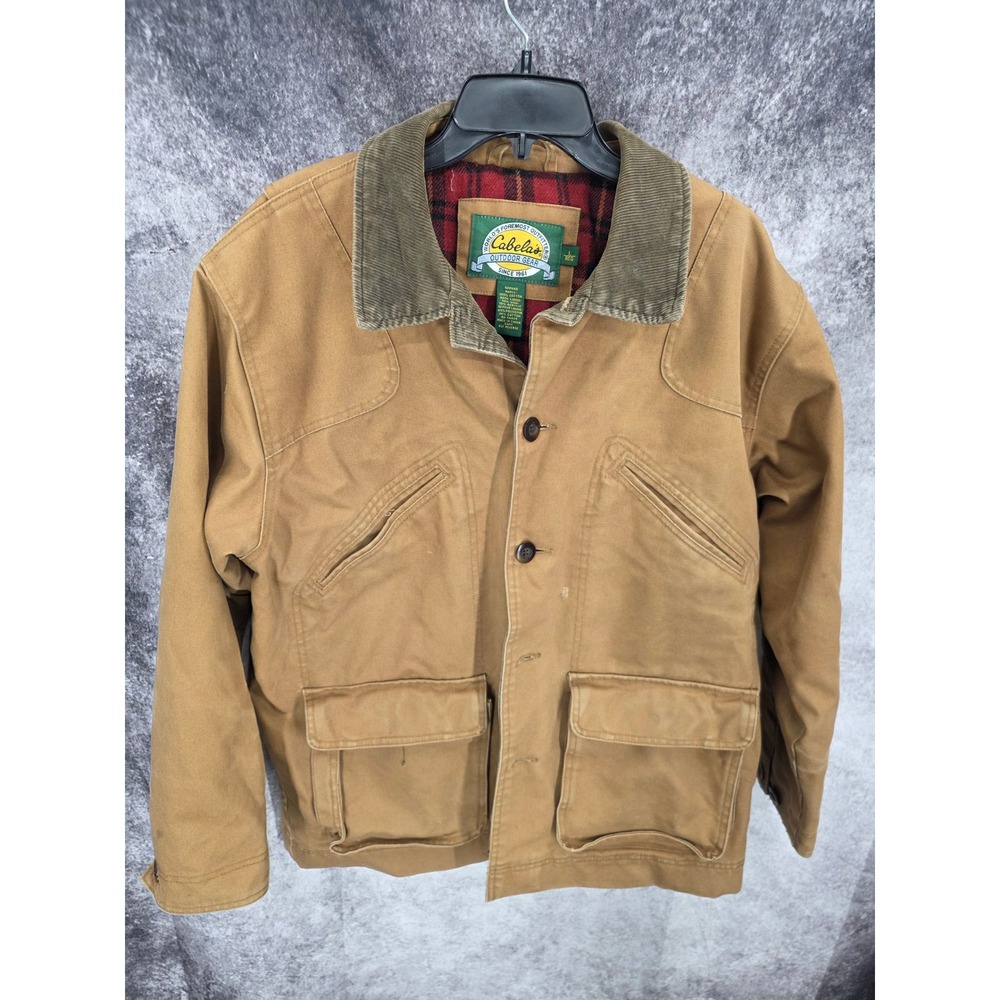 Vintage Cabelas Field Jacket Men Large Brown Canvas Chore Barn 90s Y2K